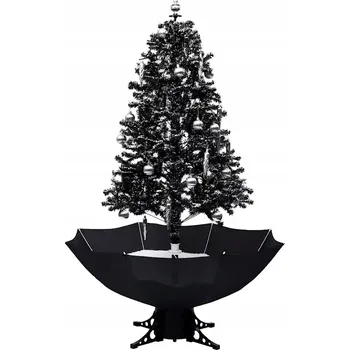 Vánoční stromek Umělý vánoční stromeček 170 cm se sněhem, černý, s ozdobami a LED osvětlením