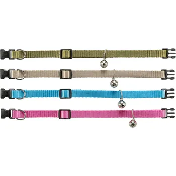 Pro kočku Trixie Nylonový nastavitelný obojek pro kočku, s rolničkou, khaki/béž/tyrkys/růž