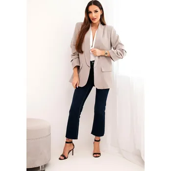 Kesi Dámské sako 9709 s klopami Barva: Béžová, Velikost: UNI