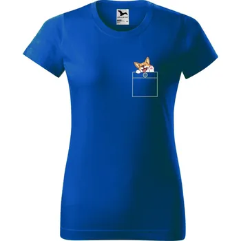 Dámské tričko DOBRÝ TRIKO Dámské tričko s potiskem Pejsek v kapse Barva: Královsky modrá, Velikost: 3XL