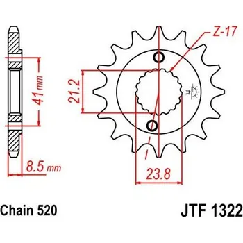 Řetězová sada pro motocykl Řetězové kolečko JT JTF 1322-14 14 zubů, 520