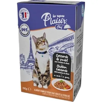 Krmivo pro kočku Plaisir Chef 190g TETRAPACK pro dospělé kočky Kuřecí s rajčaty a olivami v omáčce