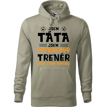 Pánská mikina Pánská mikina s potiskem Táta trenér Velikost (muž): 2XL, Vyberte barvu: Světlá khaki