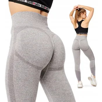 Dámské spodní prádlo Bezešvé legíny Push Up s vysokým pasem na sport a fitness BLV50-254 Šedé XXL