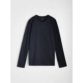 Pánské tričko Sinsay - Bavlněné tričko s dlouhými rukávy - námořnická modrá - 650EY-59X - 650EY-59X-S