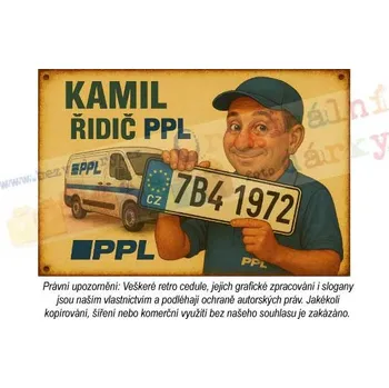 Plechová cedule Retro cedule - Řidič PPL - Plast / A5 ( 20x15cm)
