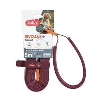 Vodítko pro psa Vodítko pes BIVOUAK ploché,silik.15mm/5m červená Zolux