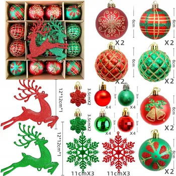 Vánoční dekorace 40 kusů vánočních baněk ozdoby na vánoční stromeček závěsné dekorace na oslavu