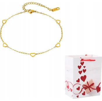 Náramek Dámský Zlatý Náramek Řetízek Na Kotník Srdíčka Ocel Chirurgická Ocel