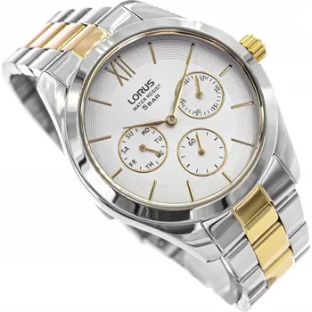 Hodinky DÁMSKÉ HODINKY LORUS RP653DX9 STŘÍBRNO-ZLATÉ NA OCELOVÉM NÁRAMKU DATUMOVKA 50M