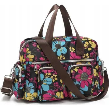 Cestovní taška Multifunkční cestovní taška s více kapsami Kono Flower - černá