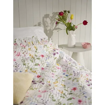 Přehoz na lůžko Sinsay - Přehoz na postel s květinovým vzorem - krémová - 5054T-01X - 5054T-01X-ONE