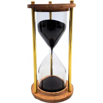 Hodiny Mosazné a dřevěné přesýpací hodiny – 5 minut – Elegantní retro dekorace