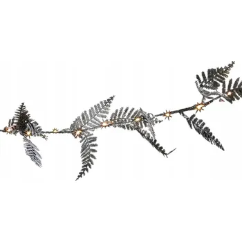 Vánoční dekorace SVĚTELNÝ ŘETĚZ STŘÍBRNÝ DEKORATIVNÍ MOTIV LISTŮ 25 LED 240 X 4 CM VNITŘNÍ