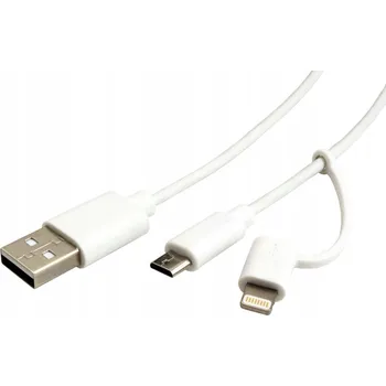 Datový kabel ROLINE USB 2.0 kabel USB A(M)-micro USB B(M)+redukce na Lightning,bílý, 1m
