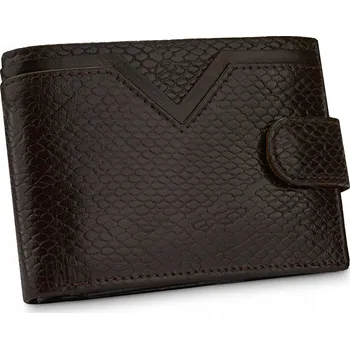 Peněženka BETLEWSKI Pánská kožená peněženka se vzorem hadí kůže na karty, doklady a mince