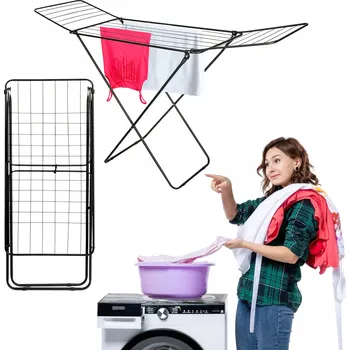 Sušák na prádlo ČERNÁ SUŠÁK NA PRÁDLO ROZKLÁDACÍ, MODERNÍ, VOLNĚ STOJÍCÍ, ODOLNÁ