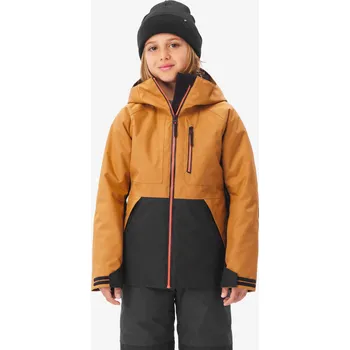 WEDZE Dětská snowboardová bunda Ziprotec 6–10 let SNB500 6 LET KAŠTANOVÁ|OKROVÁ|ČERNÁ