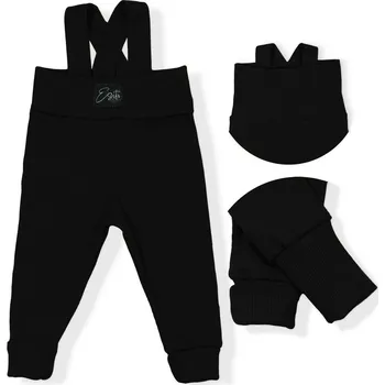 Dupačky Esito (ušito v ČR) Rostoucí žebrované tepláčky Esito s kšandami vel. 56/62-92/98 černé