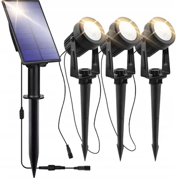 Venkovní osvětlení 3x LED zahradní reflektor zapichovací solární kolík solární lampa IP65
