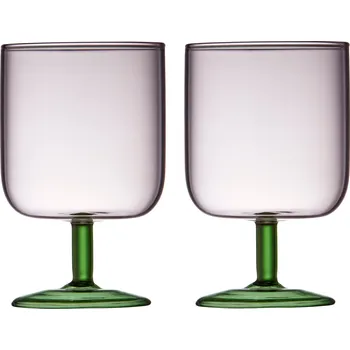 Sklenice LyngbyGlas, Skleničky na víno Torino 300 ml růžovo-zelené 2 ks - Formadore