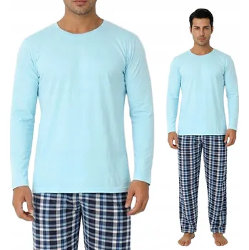 Pánské pyžamo Pánské pyžamo tyrkysové 100% BAVLNA kostkované kalhoty *XXL