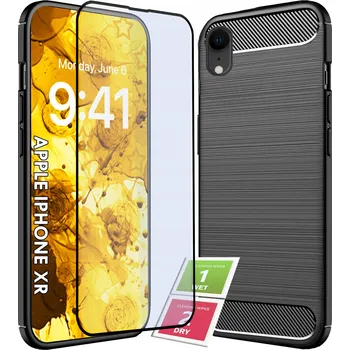 Pouzdro na mobilní telefon Pouzdro pro Apple iPhone XR | Karbon Slim Case + Tvrzené sklo 9h