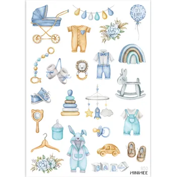 Dětské zboží MINIMEE Papírové samolepky v aršíku A5 Mimi kluk