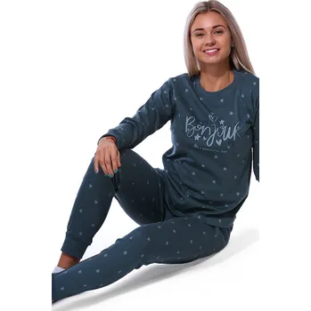 Dámské pyžamo Tmavě zelené a šedé pyžamo pro ženy či dívky s peříčky Bon YouR 1B2147 zelená xxxl