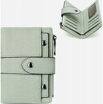 Peněženka MALÁ DÁMSKÁ KOŽENÁ PENĚŽENKA ZELENÁ S PŘIHRÁDKAMI NA KARTY A MINCE SYRADS