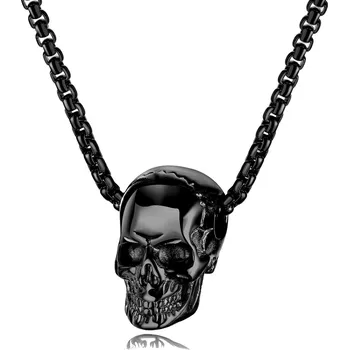 Náhrdelník Troli Tmavý ocelový náhrdelník pro muže s lebkou + 2 měsíce na vrácení zboží
