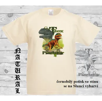 Chlapecké tričko detske-tricko_uv_potisk_dinosaurus_rex_predator Barva: Natural - přírodní, velikost: 128