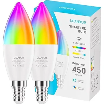 Stojací lampa Chytrá žárovka E14, 4,5 W, Wi-Fi LED RGBWW stmívatelná žárovka s 16 miliony barev, 450 LM,