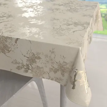 ubrus Sametový čtvercový ubrus Isabela Flower IBL-023 Zlaté květy na krémovém 40x40 cm