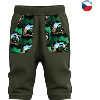 Chlapecké kraťasy ZÁHOŘÍ Rudel ZÁHOŘÍ Dětské bermudy - zelené s traktory Velikost: 122