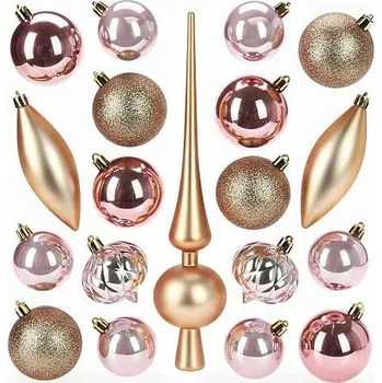 Homestyling Vánoční ozdoby sada 19 ks zlatorůžová KO-CAN305230