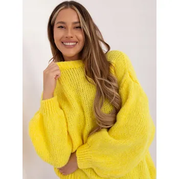 Dámský svetr Italy Moda dámský svetr žlutý oversize k bokům univerzální velikost