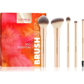 Catrice Pro Essential štětec na pudr a tvářenku 2 ks + štětec na oční stíny 2 ks + zkosený štětec na oční linku s kartáčkem 1 ks