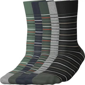 Pánské ponožky esmara Men Pánské ponožky s BIO bavlnou, 5 párů (pruhy / navy modrá / zelená / šedá, 43-46)