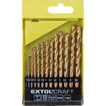 Vrták Vrtáky do kovu Extol Craft (1113A), sada 13 ks, Ø 1,5-6,5 mm, HSS TiN
