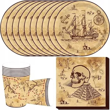 Talíř Narozeninová sada: kelímky, talíře - Pirátský poklad
