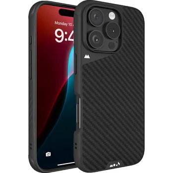 Pouzdro na mobilní telefon Mous Limitless 6.0 Pouzdro pro iPhone 16 Pro Max MagSafe, karbonové vlákno, černé