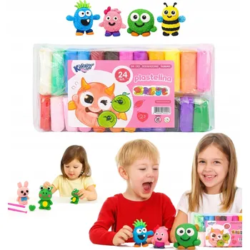 Výtvárné potřeby MODELOVACÍ HMOTA BAREVNÁ MAGICKÁ PĚNOVÁ PLASTELÍNA SUPER CLAY 24 + 3 špachtle