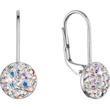 Náušnice Stříbrné náušnice visací s krystaly Swarovski ab efekt malé 31321.2 ab efekt rhodiované stříbro, Swarovski krystaly