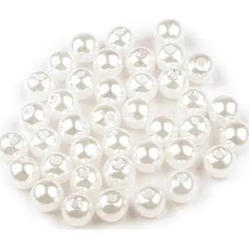 Dětské navlékací korálky Plastové voskové korálky / perly Glance Ø6 mm, střední, F1 perlová světlá