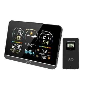 Budík JVD Černá digitální rádiem řízená meteorologická stanice JVD RB3408 ( )