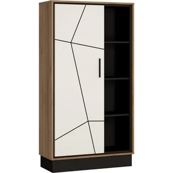 regál Nízký regál Brolo - Meble Wojcik Dub Catania / Bílý Lesk / Černá Perla 85.4x160.5 cm