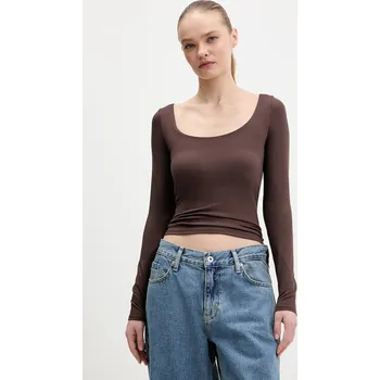 Tričko s dlouhým rukávem Hollister Co. KI339.5285.440 hnědá 88X, vel. XXS