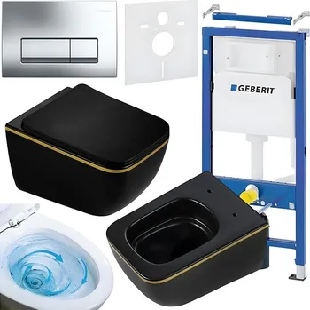 Klozet BPS-koupelny Podomítkový modul Geberit DuoFix s WC mísou YU-MTB-GL-TR-03 + ovládací tlačítko Delta 50 chrom