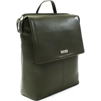 Městský batoh Tmavě zelený městský kožený batoh 311-1660-57